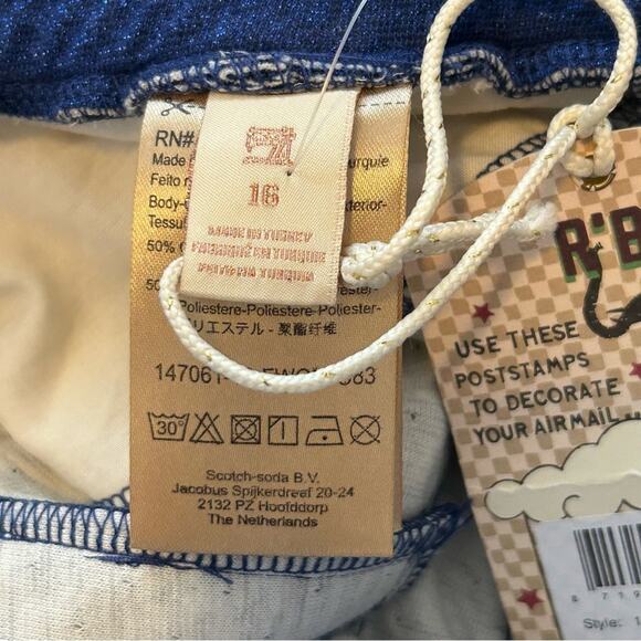 Scotch and Soda Blue Shimmery Jogger Pants Rick Rack Side Seam Kids Size 16 NWT - Picture 5 of 12